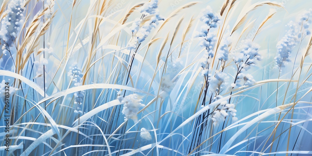 Wall mural winter grasses in the sunlight,