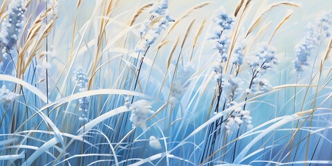 winter grasses in the sunlight, - obrazy, fototapety, plakaty