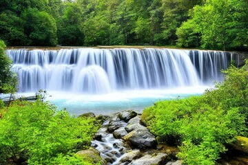 Naklejka premium Waterfall view background design