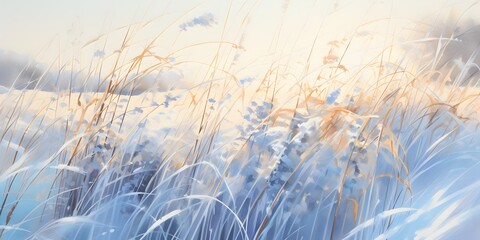 winter grasses in the sunlight,