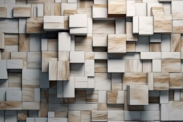 Textured natural stone 3D wall with tiled background and polished rectangular blocks. 3D rendered tile wallpaper. Generative AI