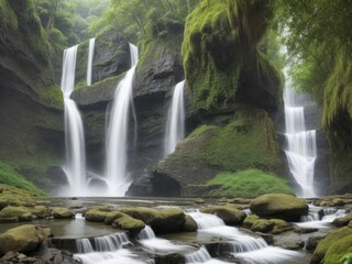 Obraz premium Waterfall view background design