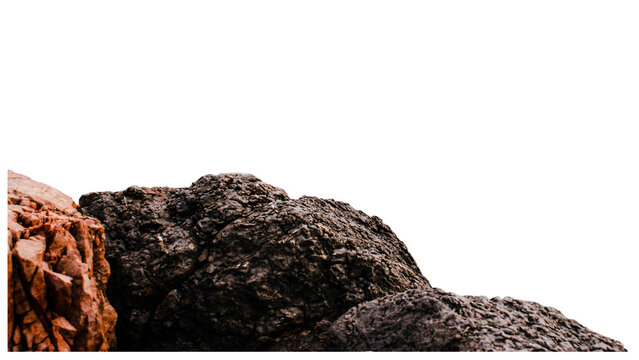 Sea wet rocks on the beach on white background Underwater stones, Mediterranean sea png photo