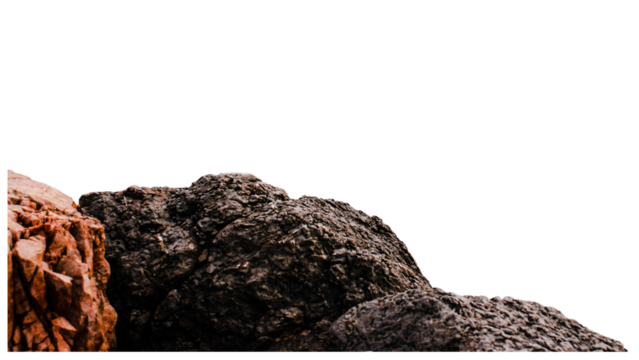 Sea wet rocks on the beach on white background Underwater stones, Mediterranean sea png photo