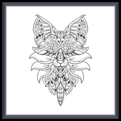 Fox head mandala arts isolated on white background.