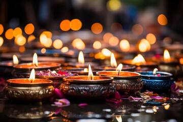 Diwali happiness lights shining bright, symbolizing good prevailing