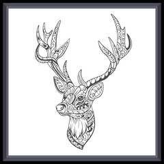 Deer head mandala arts isolated on white background.