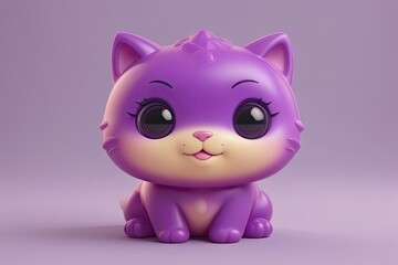 Fluffy and delightful purple kitten in a charming jelly style.