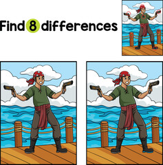 Pirate with a Gun Find The Differences