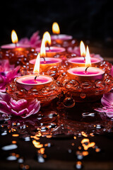 Obraz na płótnie Canvas Happy Diwali candles aglow in the warmth of the festival