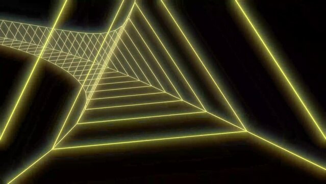 Neon tunnel triangle able to loop endless