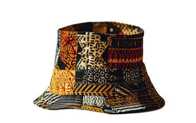 Sombrero de Cubo de Alta Moda con Diseños Atrevidos Sobre un fondo transparente.