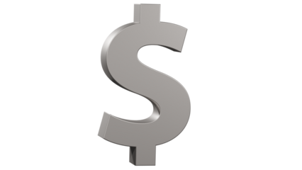 Isolated silver dollar sign. Silver dollar symbol 3d illustrated.

