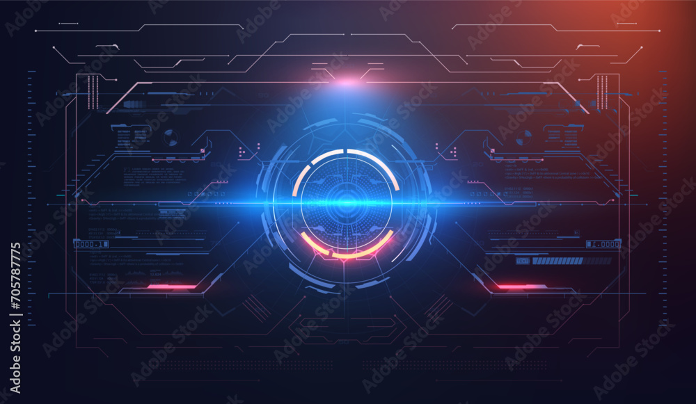 Poster red hud ui fui design in futuristic style. futuristic red and black hud interface design elements fo