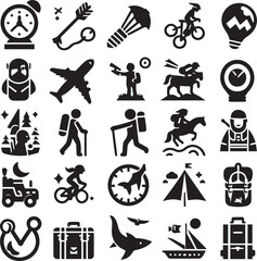 Set of silhouettes kids baby children editable vector icon in various poses