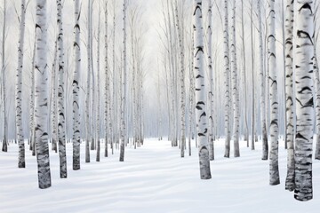  a snow covered forest filled with lots of tall white trees with lots of snow on the ground and trees in the middle of the forest with lots of snow on the ground.