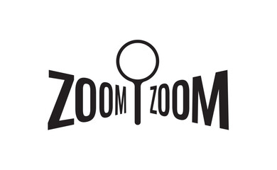 perspective zoom word and magnifying glass symbol