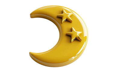 Botón Amarillo con Media Luna y Estrella Sobre un fondo transparente.