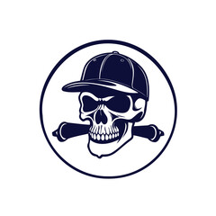 Dark Skull Hat in Circle Illustration