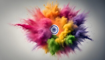 colourful Holi powder explosion in Indian flag
