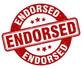 endorsed stamp. endorsed label. round grunge sign