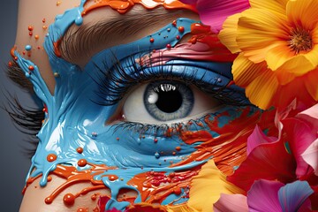 Close up Beautiful Realistic human eye and amazing reflections, Generative AI