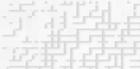 Minimal simple style interior 3d white abstract background, white square pattern with geometric squares, vintage brick wall tiles pattern, white abstract cube backdrop with geometric blocks.