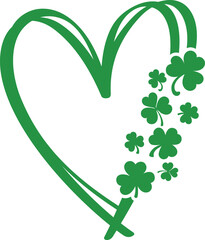 St. Patrick's Day, Shamrock Sparkly Heart - obrazy, fototapety, plakaty