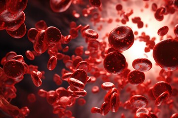 Blood cells, 3d render. Red blood cells, microbiology concept, Erythrocytes in motion, creating a sense of dynamic, blood, AI Generated