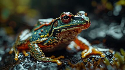 Obraz na płótnie Canvas Closeup of frog in natural enironment