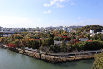 Fototapeta na wymiar Panorama view from Himeji Castle in Himeji, Japan