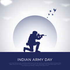 India Army Day poster design | soldier, silhouette. flag, of India. Patriotic Vector, illustration | Indian army day post | 15 January | social media, post, advertising,  - obrazy, fototapety, plakaty