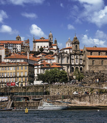An Overview of the city of Porto, Portugal, from the Douro River. The city is located on the left bank of the river