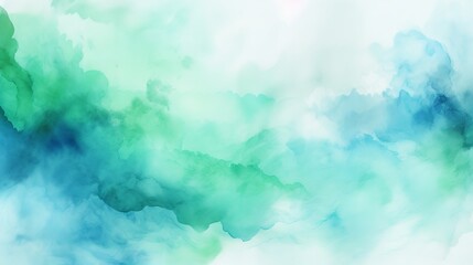 Watercolor background with splashes and washes of teal and turquoise, Generative AI. - obrazy, fototapety, plakaty