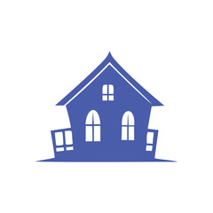 Blue Bird House Icon Illustration