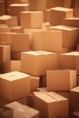 Obraz premium stack of moving cardboard boxes, moving company concept background