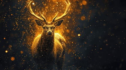 Gold deer with sparks.