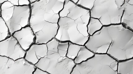  a close up of a cracked surface with white paint and black lines on the top and bottom of the cracked surface and the bottom of the surface is black and white.