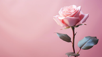 Pink rose on a pink background
