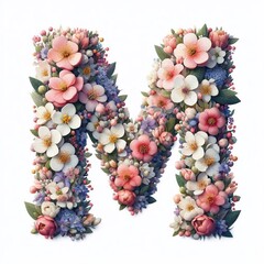 Flowers letter M. AI generated illustration
