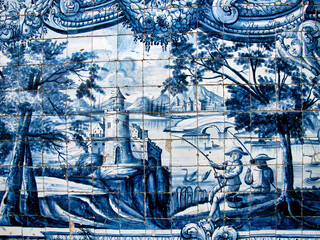 The beautiful Azulejos that adorn the Porto Cathedral in Portugal