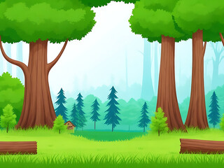 Forest scene with various forest trees.