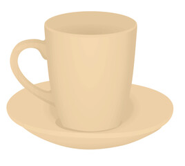 Brown empty cup on white background, vector