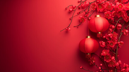 Chinese new year, Red lamp, Chinese lanterns, festival,  prosperity and luck, decorations with red background