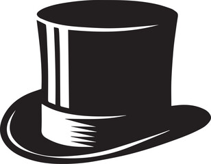 Top hat icon isolated on white background silhouette editable vector - obrazy, fototapety, plakaty