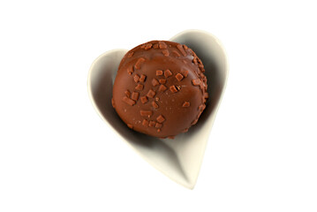 chocolate bonbon with dulce de leche delicious caramel sugar filling isolated caloric