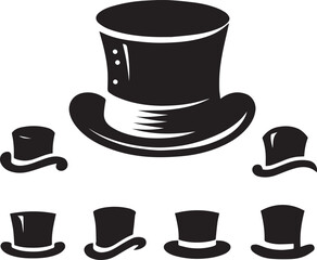 Top hat icon isolated on white background silhouette editable vector