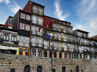 The characteristic and picturesque houses of the old town of Porto (Portugal), a UNESCO site since...