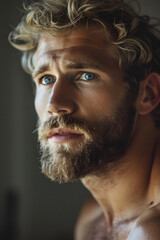  Pensive Man with Beard - Introspective Look in Natural Light