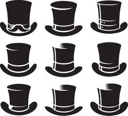 Top hat icon isolated on white background silhouette editable vector
